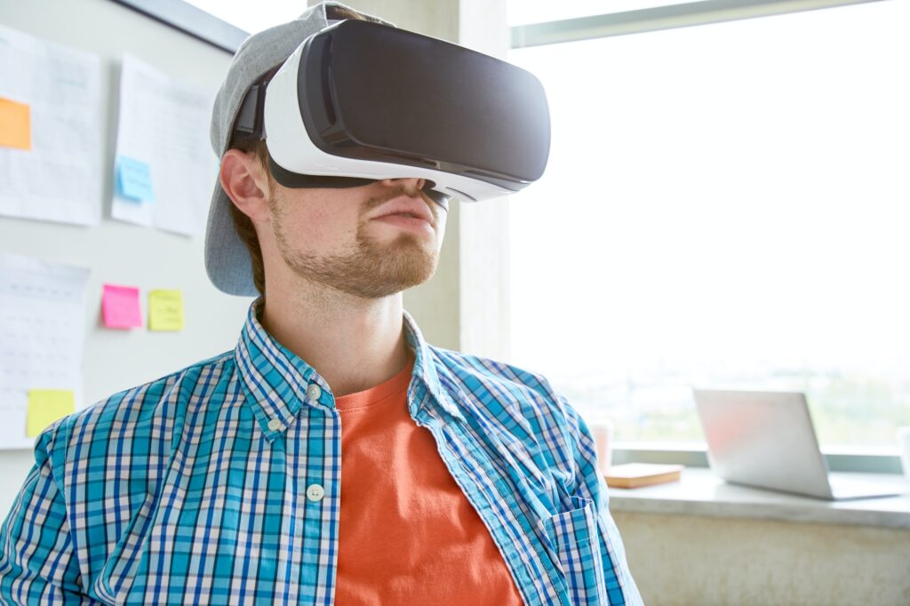 Student in VR headset