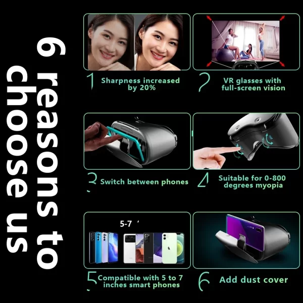 VR Headset Wide-angle Smart Virtual Reality 3D VR Headset for Smart Phone Video Game Binoculars Virtual Reality - Image 2