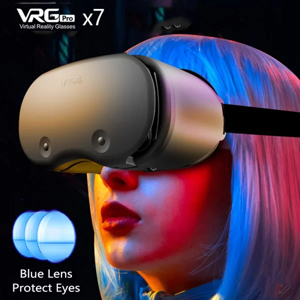 VRG Pro X7 3D Helmet Virtual Reality VR Glasses Smartphone Lense With Controller Headphone For 5 To 7 Inches Blue Light Glasses - Image 2