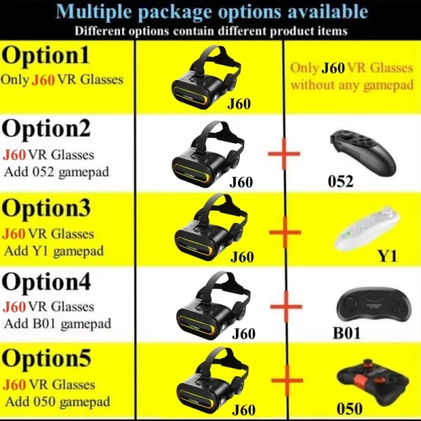 Original J60 4K Wireless Virtual Reality VR Glasses Stereo 3D Videos Google Cardboard Box Headset Helmet for Smartphone Max 6.7" - Image 6